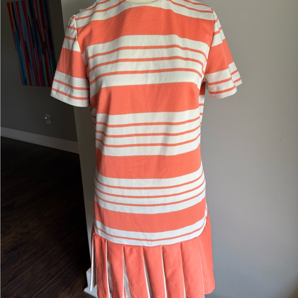 Vintage 50s/60s Striped Orange and White pleated knee length dress